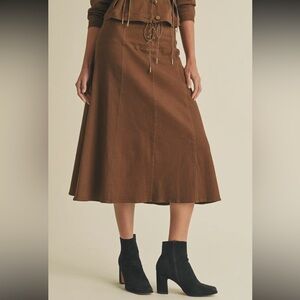 Elegant Brown Midi Skirt